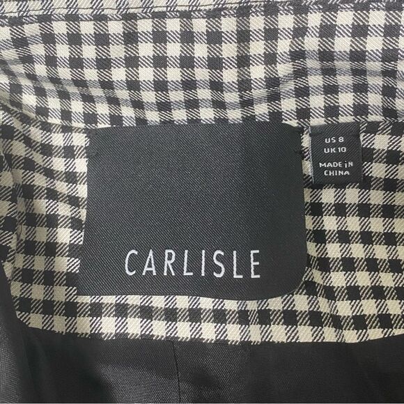 Carlisle Black & White Gingham Wool Blend Button Front Blazer/Coat Womens Size 8 - Picture 16 of 16